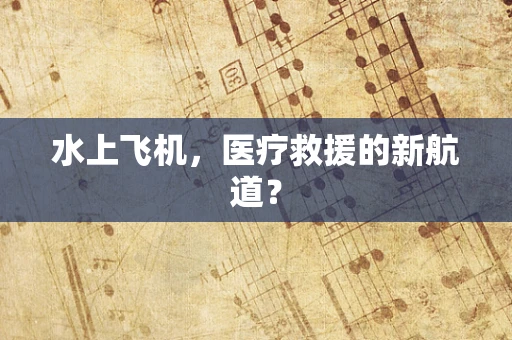 水上飞机，医疗救援的新航道？