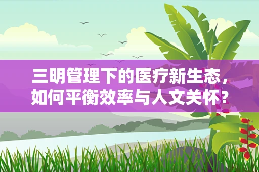 三明管理下的医疗新生态，如何平衡效率与人文关怀？